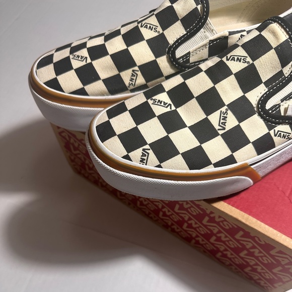 Vans stacked platform checkered board slip on sneaker white black size 10 - Picture 8 of 13